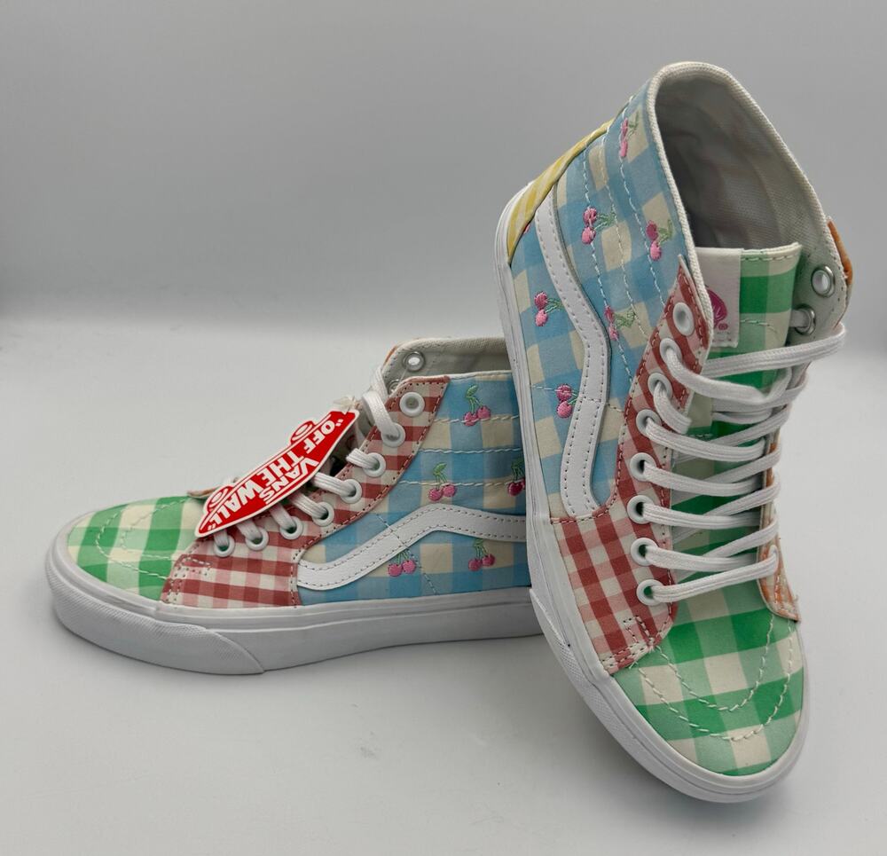 VANS SK8 HI TAPERED GINGHAM BLOCK CHERRY PICNIC 721356 W Sz 6 # 339